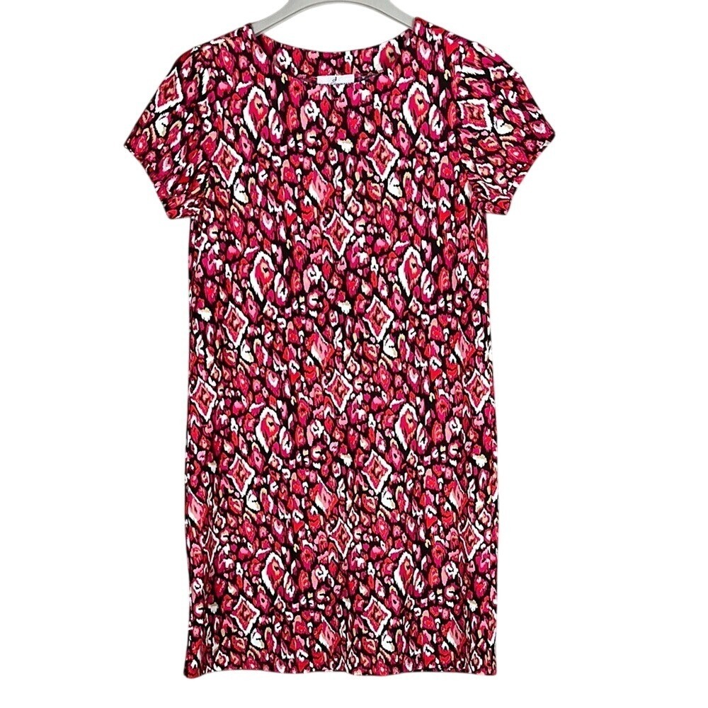 Jude Connally Short Sleeve Shift Dress Vibrant Pink Patterned Womens Size XS - Picture 1 of 6